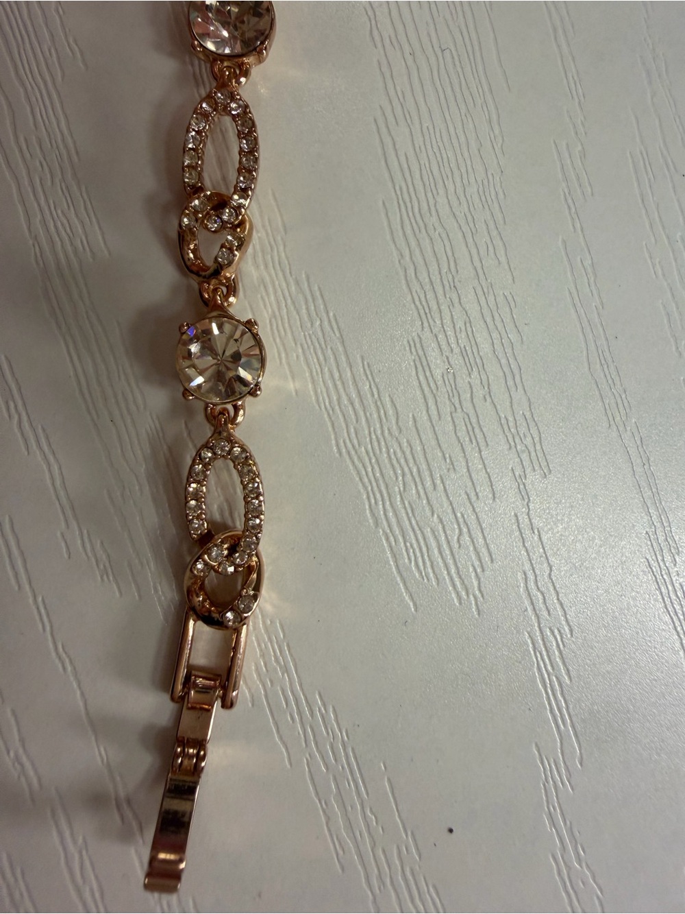Rose Gold Crystal Link Bracelet - Women Jewelry - Picture 2 of 2